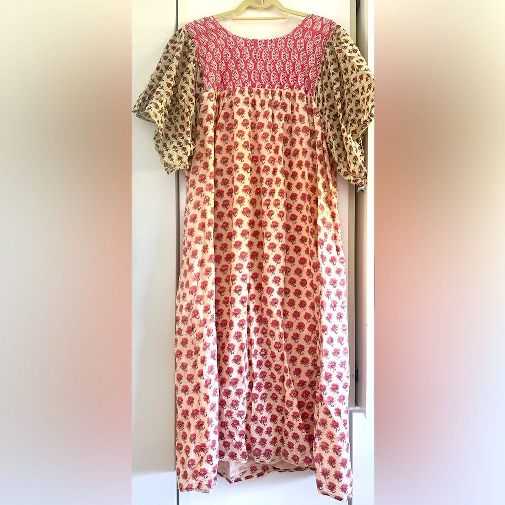 Emerson Fry Floral Pink and Cream Maxi Dress
